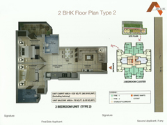 Floor Plan of Amolik Affordable Flats in Faridabad - 2 Bhk Type 2